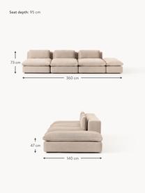 Sofa modułowa XL z pufem Felix (3-osobowa), Tapicerka: 100% poliester Dzięki tka, Nogi: tworzywo sztuczne Ten pro, Beżowa tkanina, B 360 x T 140 cm