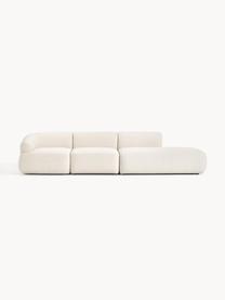 Chaise longue componibile XL Sofia, Rivestimento: teddy (100% polipropilene, Struttura: abete rosso, truciolare, , Piedini: plastica Questo prodotto , Tessuto bianco crema, Larg. 340 x Prof. 103 cm, schienale a sinistra