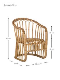 Sedia con braccioli in rattan  Palma, Rattan, Rattan, Larg. 60 x Prof. 65 cm