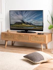 Tv-meubel Romeo van hout met Weens vlechtwerk, MDF, essenhoutfineer, Essenhoutkleurig, 120 x 40 cm