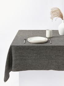 Leinen-Tischdecke Audra mit Fischgrätmuster, 100 % Leinen, Anthrazit, Beige, 6-8 Personen (B 150 x L 250 cm)