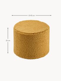 Pouf en peluche pour enfants Sugar, Ø 40 cm, Peluche jaune moutarde, Ø 40 x haut. 25 cm