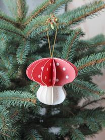 Décorations de sapin de Noël Mushroom, 3 pièces, Papier kraft, Rouge, blanc, Ø 9 x haut. 8 cm