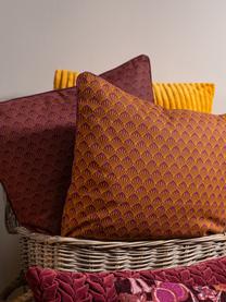 Kussen Feather met Artdeco patroon, met vulling, Bordeauxrood, oranje, 45 x 45 cm