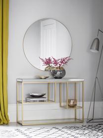 Sidetable Pippard met glazen plateaus, Frame: gelakt metaal, Tafelblad: spiegelglas, Champagnekleurig, transparant, B 120 x D 36 cm