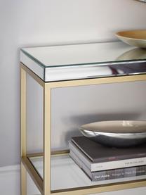 Sidetable Pippard met glazen plateaus, Frame: gelakt metaal, Tafelblad: spiegelglas, Champagnekleurig, transparant, B 120 x D 36 cm