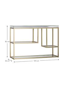 Sidetable Pippard met glazen plateaus, Frame: gelakt metaal, Tafelblad: spiegelglas, Champagnekleurig, transparant, B 120 x D 36 cm