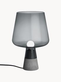 Lampada da tavolo piccola in vetro soffiato Leimu, Paralume: vetro soffiato, Struttura: cemento, Grigio scuro trasparente, Ø 20 x Alt. 30 cm