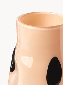 Glas-Vase Romilly, H 32 cm, Glas, Peach, Schwarz, Ø 21 x H 32 cm