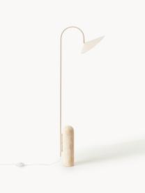 Lampadaire avec pied en travertin Arum, orientable, Blanc cassé, Travertin beige clair, haut. 136 cm