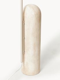 Lampadaire avec pied en travertin Arum, orientable, Blanc cassé, Travertin beige clair, haut. 136 cm