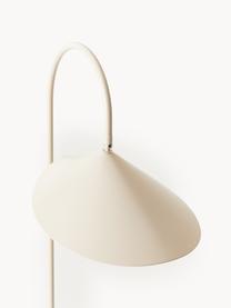 Stehlampe Arum mit Travertinfuß, verstellbar, Lampenschirm: Aluminium, pulverbeschich, Gestell: Eisen, pulverbeschichtet, Fuß: Travertin, Off White, Travertin Hellbeige, H 136 cm