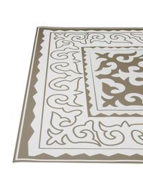 Tapis antidérapant intérieur extérieur en vinyle Aksana, Vinyle, recyclable, Blanc, taupe, larg. 136 x long. 203 cm