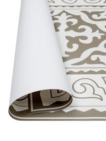 Vlakke vinyl vloermat Aksana in taupe / wit, antislip, Recyclebaar vinyl, Wit, taupe, B 136 x L 203  cm