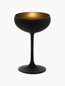 Kristall-Champagnerschalen Elements, 6 Stück, Kristallglas, beschichtet, Schwarz, Goldfarben, Ø 10 x H 15 cm, 230 ml