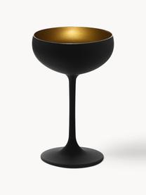 Kristallen champagneglazen Elements, 6 stuks, Gecoat kristalglas

Breng de glamour van kristalglas naar je eettafel! Het glas is uitzonderlijk transparant en zwaar, waardoor het waardevol aanvoelt en er tegelijkertijd goed uitziet. Bovendien maken de filigraansnedes van elk stuk een bijzonder it-stuk dat zowel praktisch als mooi is., Zwart, goudkleurig, Ø 10 x H 15 cm, 230 ml