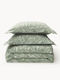 Funda nórdica de lino y algodón estampado Amita, Verde salvia, Cama 90 cm (155 x 220 cm)