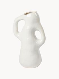 Handgefertigte Vase Isolde, H 35 cm, Steinzeug, Weiss, glänzend, B 21 x H 35 cm