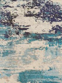 Kulatý designový koberec s nízkým vlasem Celestial, Světle béžová, odstíny modré, Ø 240 cm (velikost XL)