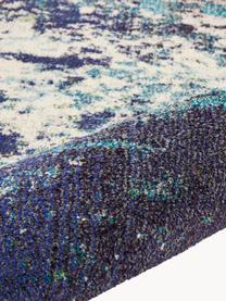 Kulatý designový koberec s nízkým vlasem Celestial, Světle béžová, odstíny modré, Ø 240 cm (velikost XL)