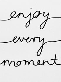 Placemats Enjoy every Moment, 4 stuks, Polyester, Wit met zwarte vlekken, 35 x 45 cm