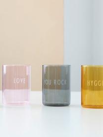 Designer waterglas Favourite LOVE met opschrift, Borosilicaatglas, Lichtroze (Love), Ø 8 x H 11 cm, 350 ml