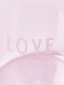 Bicchiere di design con scritta Favorite LOVE, Vetro borosilicato, Rosa chiaro (Love), Ø 8 x Alt. 11 cm, 350 ml