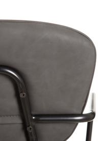 Krzesło tapicerowane ze sztucznej skóry Iskia, Tapicerka: sztuczna skóra (95% polie, Stelaż: płyta wiórowa, Nogi: metal, Ciemny szary, czarny, S 54 x G 55 cm