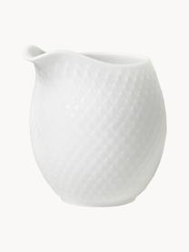 Lechera de porcelana con relieves Rhombe, 390 ml, Porcelana, Blanco, 390 ml