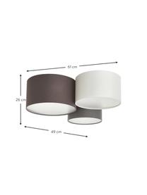 Plafoniera grande Pastore, Grigio, bianco, Larg. 49 x Alt. 26 cm