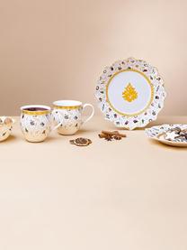 Vajilla de porcelana Deligh, 2 comensales (6 pzas.), Porcelana Premium, Blanco estampado dorado, 2 comensales (6 pzas.)