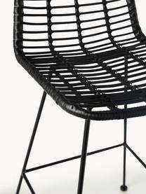 Polyrattan-Barstuhl Costa, Sitzfläche: Polyethylen-Geflecht, Gestell: Metall, pulverbeschichtet, Schwarz, B 56 x H 110 cm