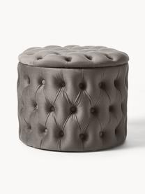 Pouf contenitore in velluto Chiara, Rivestimento: velluto (poliestere) Con , Velluto taupe, Ø 50 x Alt. 42 cm