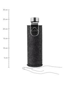 Trinkflasche Mismatch, Flasche: Borosilikatglas, Deckel: Edelstahl, Tritan, Siliko, Bezug: Polyesterfilz, Schwarz, Transparent, Silberfarben, Ø 8 x H 26 cm