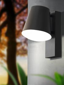 Outdoor wandlamp Caldiero, Lampenkap: verzinkt staal, Diffuser: kunststof, Antraciet, B 14 x H 24 cm