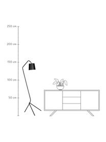 Design Stehlampe Barcelona aus Metall, Lampenschirm: Metall, beschichtet, Schwarz, 57 x 155 cm