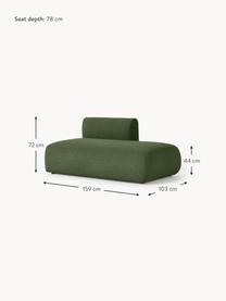 Diván modular en tejido bouclé Sofia, Tapizado: tejido bouclé (100% polié, Estructura: madera de abeto, tablero , Patas: plástico Este producto es, Bouclé verde oscuro, An 159 x F 103 cm, respaldo izquierdo