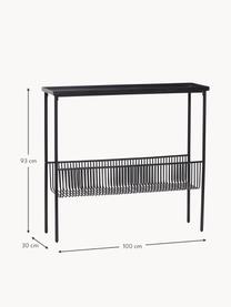 Metalen sidetable Eyrie, Gecoat metaal, Zwart, B 100 x H 93 cm