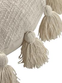 Federa arredo con nappine e superficie strutturata Chiarina, 100% cotone, Beige, Larg. 45 x Lung. 45 cm