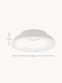 Grote LED plafondlamp Maggiolone, dimbaar, Gelakt aluminium, Wit, Ø 60 x H 15 cm