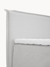 Premium boxspringbed Violet, Matras: 5-zones pocketvering, Poten: massief gelakt berkenhout, Geweven stof lichtgrijs, B 140 x L 200 cm, hardheidsgraad H2