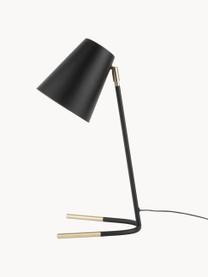 Lampada da scrivania Noble, Paralume: metallo rivestito, Base della lampada: metallo rivestito, Nero, dorato, Larg. 20 x Alt. 48 cm