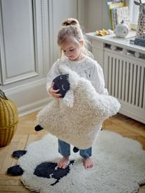 Coussin peluche Dolly, 100 % polyester, Blanc cassé, noir, larg. 46 x long. 56 cm