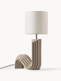 Lámpara de mesa de diseño Luomo, Pantalla: lino, Cable: cubierto en tela, Blanco, gris pardo, Ø 24 x Al 61 cm