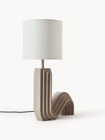 Design Tischlampe Luomo, Lampenschirm: Leinenstoff, Off White, Greige, B 43 x H 61 cm