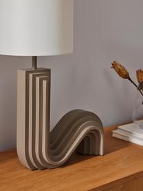Lámpara de mesa de diseño Luomo, Pantalla: lino, Cable: cubierto en tela, Blanco, gris pardo, Ø 24 x Al 61 cm