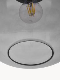 Lámpara de techo pequeña de vidrio ahumado Alton, Pantalla: vidrio, Estructura: metal recubierto, Anclaje: metal recubierto, Cable: cubierto en tela, Negro, gris, Ø 25 x Al 33 cm