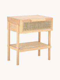 Dřevěný noční stolek s tkaným ratanem Manon, Dřevo, béžová, Š 49 cm, H 36 cm