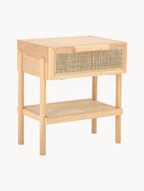 Table de chevet en bois et cannage Manon, Bois, beige, larg. 49 x prof. 36 cm