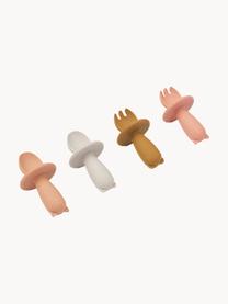 Couverts pour enfant Avril, 4 élém., Silicone, Abricot, gris clair, ocre, larg. 5 x haut. 8 cm